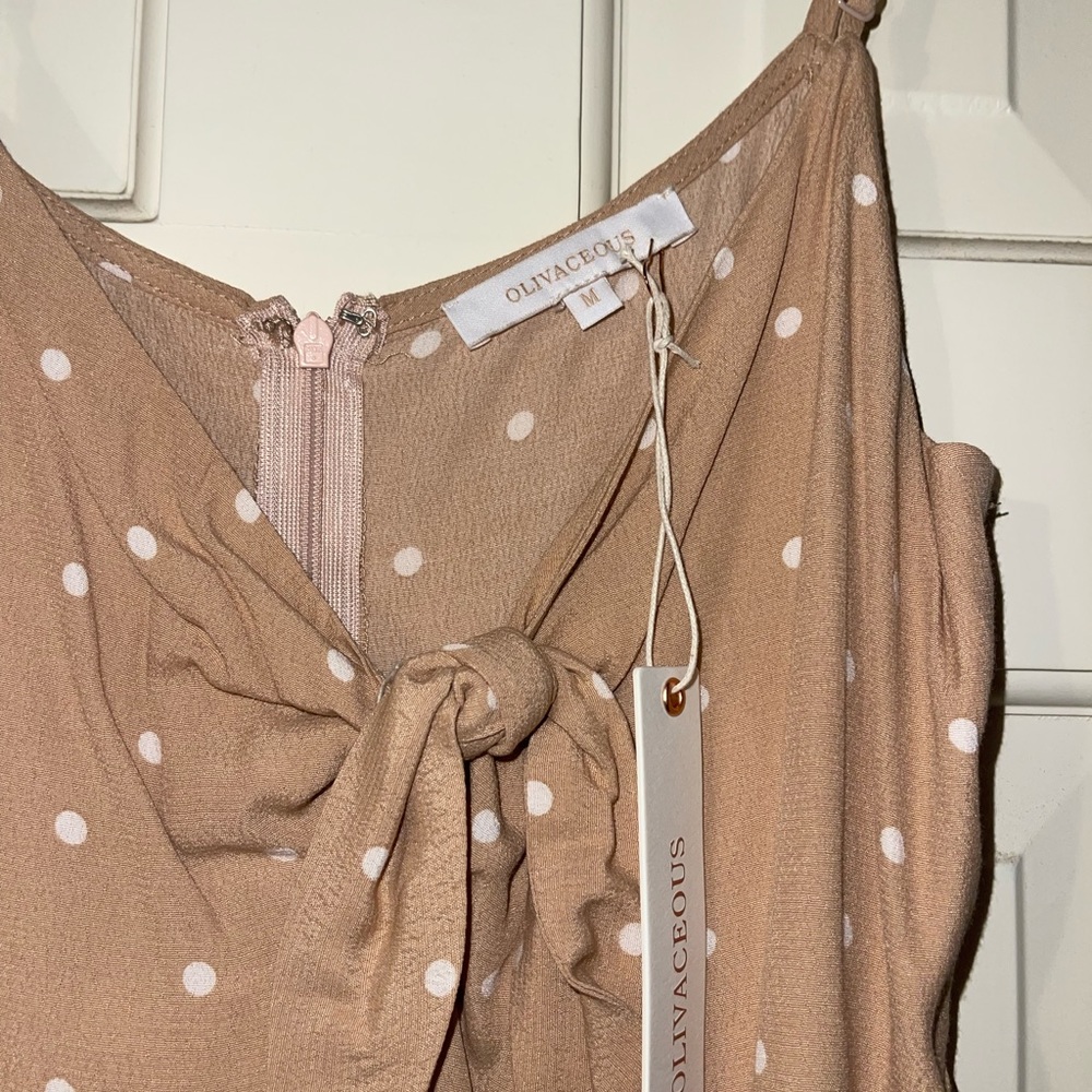 Olivaceous Nude Polka Dot Dress